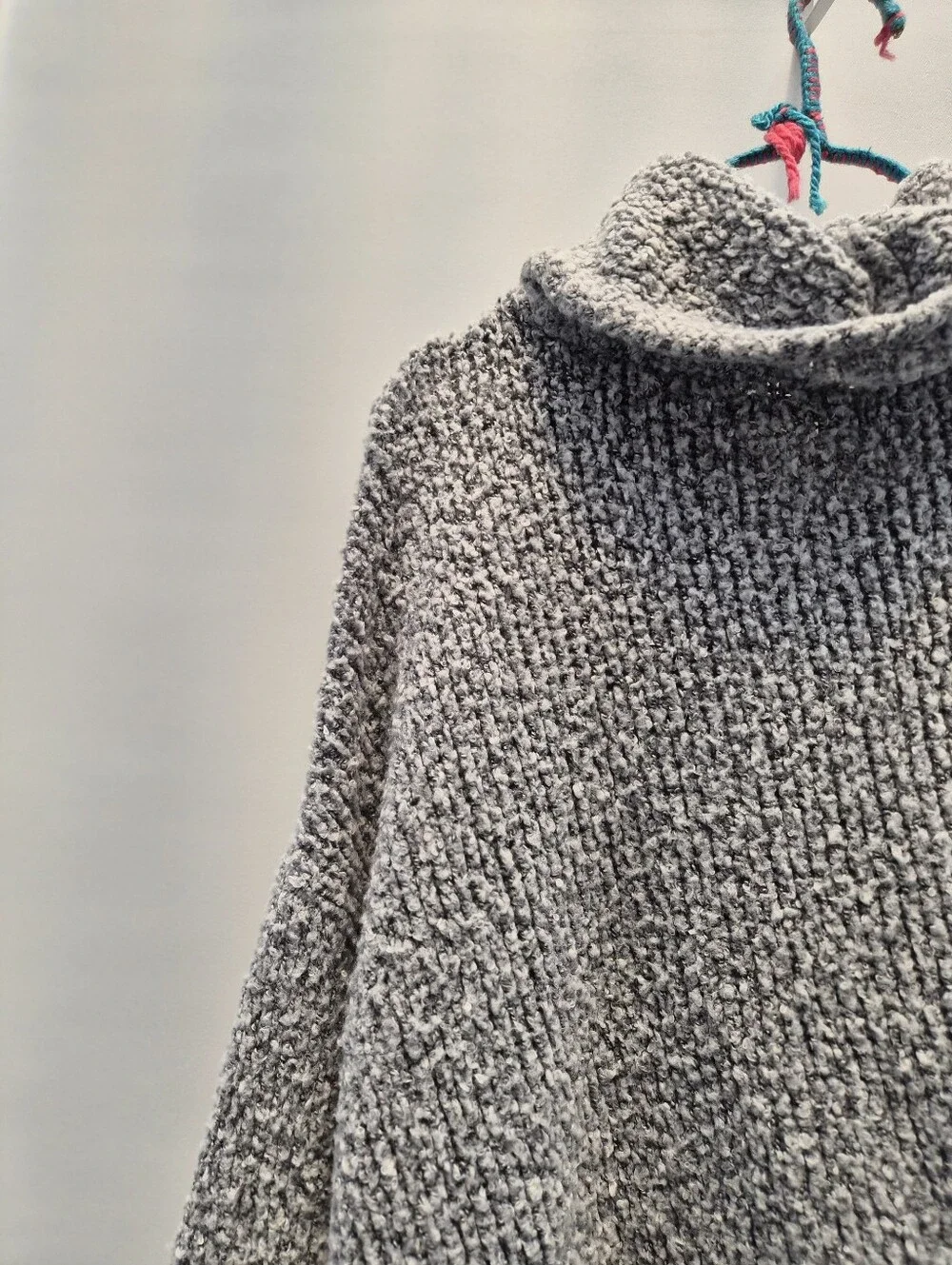 Free People BFF Sweater S Grey Cowl Neck Oversized Cozy Cabin Boho Distressed
